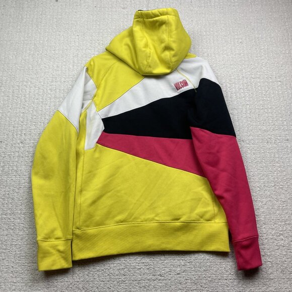 Y2K Volcom Color Blocks Hoodie Skateboards Punk Emo Women Sz L Pink / Yellow - Picture 12 of 16